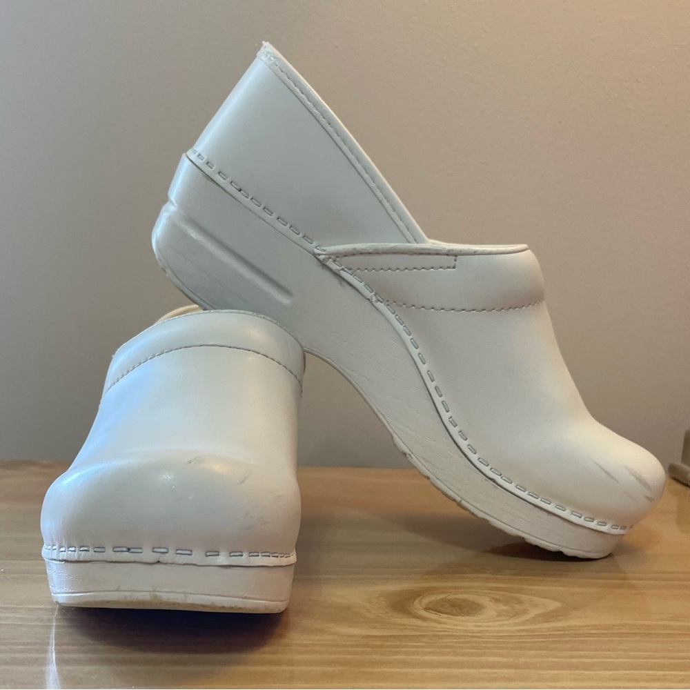 Dansko White Leather Clogs